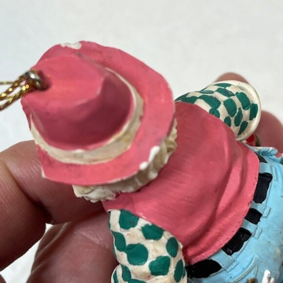 VTG Cowboy Santa Hand Painted Standing Hanging Tree Ornament 3"x1.75" - Picture 11 of 16